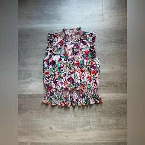 JCrew Floral Smock Neck Blouse size 6